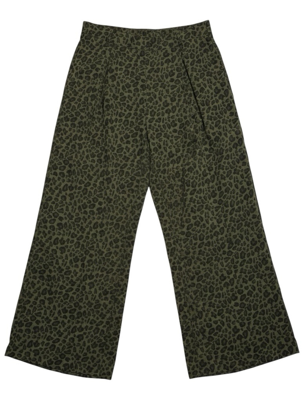 Halara Wide Leg Baggy Pleated Pants Green Leopard NWT Size Large